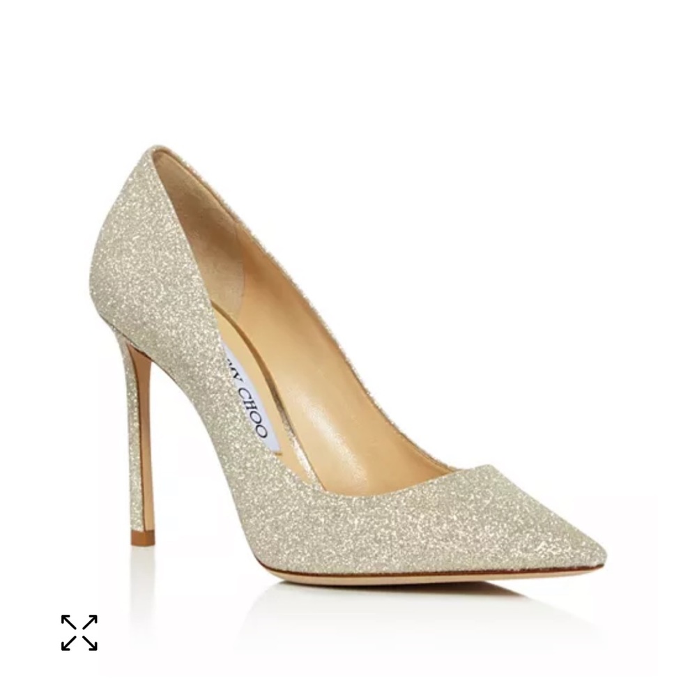 Jimmy Choo women’s Romy glitter pointed toe pumps